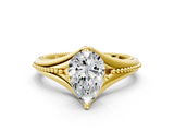 Yellow gold Pear Solitaire Beaded Band Six-Prong Setting_4