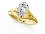 Yellow gold Pear Solitaire Beaded Band Six-Prong Setting_5