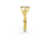 Yellow gold Pear Solitaire Beaded Band Six-Prong Setting_6