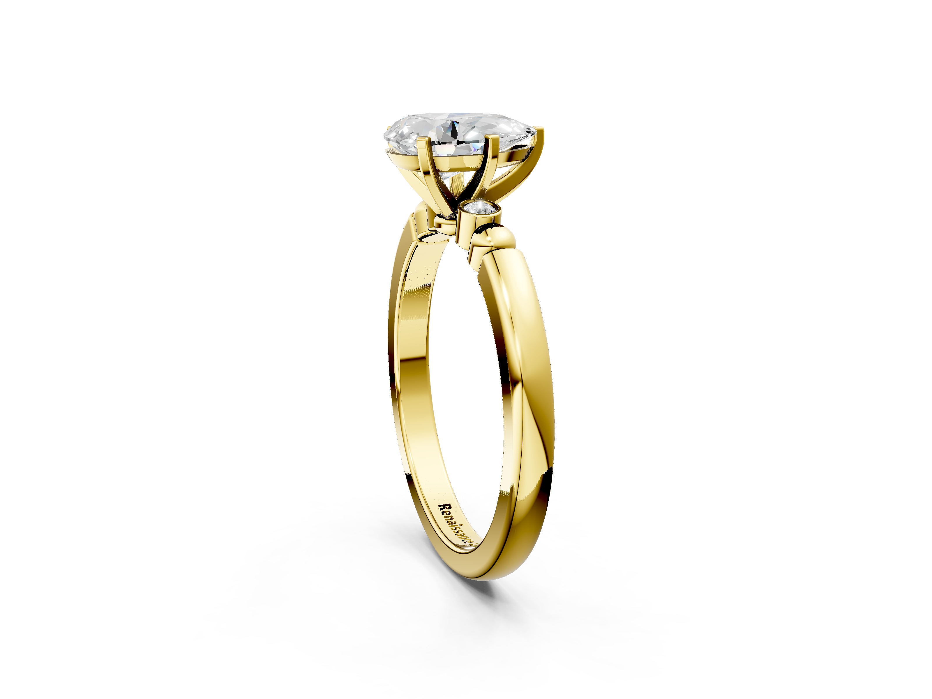 Yellow gold Pear Solitaire Beaded Band with Four-Prong Setting_39