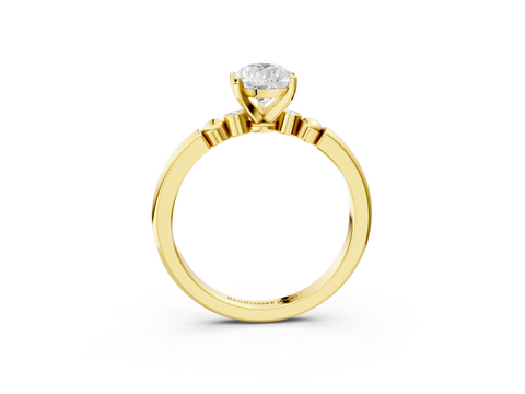 Yellow gold Pear Solitaire Beaded Band with Four-Prong Setting_40