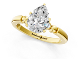 Yellow gold Pear Solitaire Beaded Band with Four-Prong Setting_78