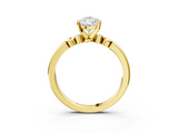 Yellow gold Pear Solitaire Beaded Band with Four-Prong Setting_80
