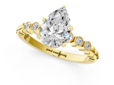 Yellow gold Pear Solitaire Bezel Accent Diamond Engagement Ring with Beaded Band and Four-Prong Setting_52