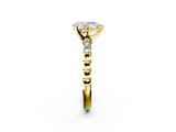 Yellow gold Pear Solitaire Bezel Accent Diamond Engagement Ring with Beaded Band and Four-Prong Setting_53