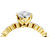 Yellow gold Pear Solitaire Bezel Accent Diamond Engagement Ring with Beaded Band and Four-Prong Setting_55