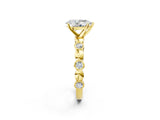 Yellow gold Pear Solitaire Bezel-Set Diamond Ring with Beaded Band and Four-Prong Setting_56
