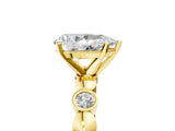 Yellow gold Pear Solitaire Bezel-Set Diamond Ring with Beaded Band and Four-Prong Setting_59