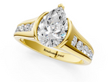 Yellow gold Pear Solitaire Bezel-Set Diamond Ring with Channel-Set Band_42