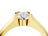 Yellow gold Pear Solitaire Bezel Set Diamond Ring with Wide Band_7