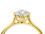 Yellow gold Pear Solitaire Cathedral Diamond Ring with Six-Prong Setting_29