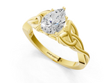 Yellow gold Pear Solitaire Celtic Knot Engagement Ring with Four-Prong Setting_64