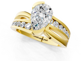 Yellow gold Pear Solitaire Channel-Set Split Shank Ring with Tension Prong Setting_16