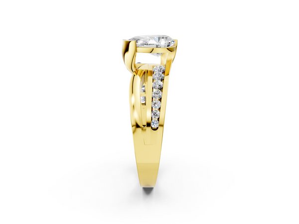 Yellow gold Pear Solitaire Channel-Set Split Shank Ring with Tension Prong Setting