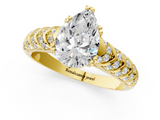 Yellow gold Pear Solitaire Chevron Pave Diamond Engagement Ring with Six-Prong Setting_4