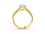 Yellow gold Pear Solitaire Chevron Pave Diamond Engagement Ring with Six-Prong Setting_6