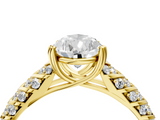 Yellow gold Pear Solitaire Chevron Pave Diamond Engagement Ring with Six-Prong Setting_7