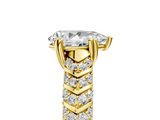 Yellow gold Pear Solitaire Chevron Pave Diamond Engagement Ring with Six-Prong Setting_8