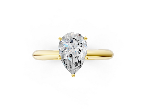 Yellow gold Pear Solitaire Diamond Engagement Ring with Cathedral Setting and Four-Prong Mount on a Classic Band_196