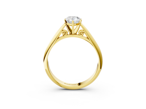 Yellow gold Pear Solitaire Diamond Engagement Ring with Cathedral Setting and Four-Prong Mount on a Classic Band_199
