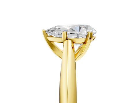 Yellow gold Pear Solitaire Diamond Engagement Ring with Cathedral Setting and Four-Prong Mount on a Classic Band_201