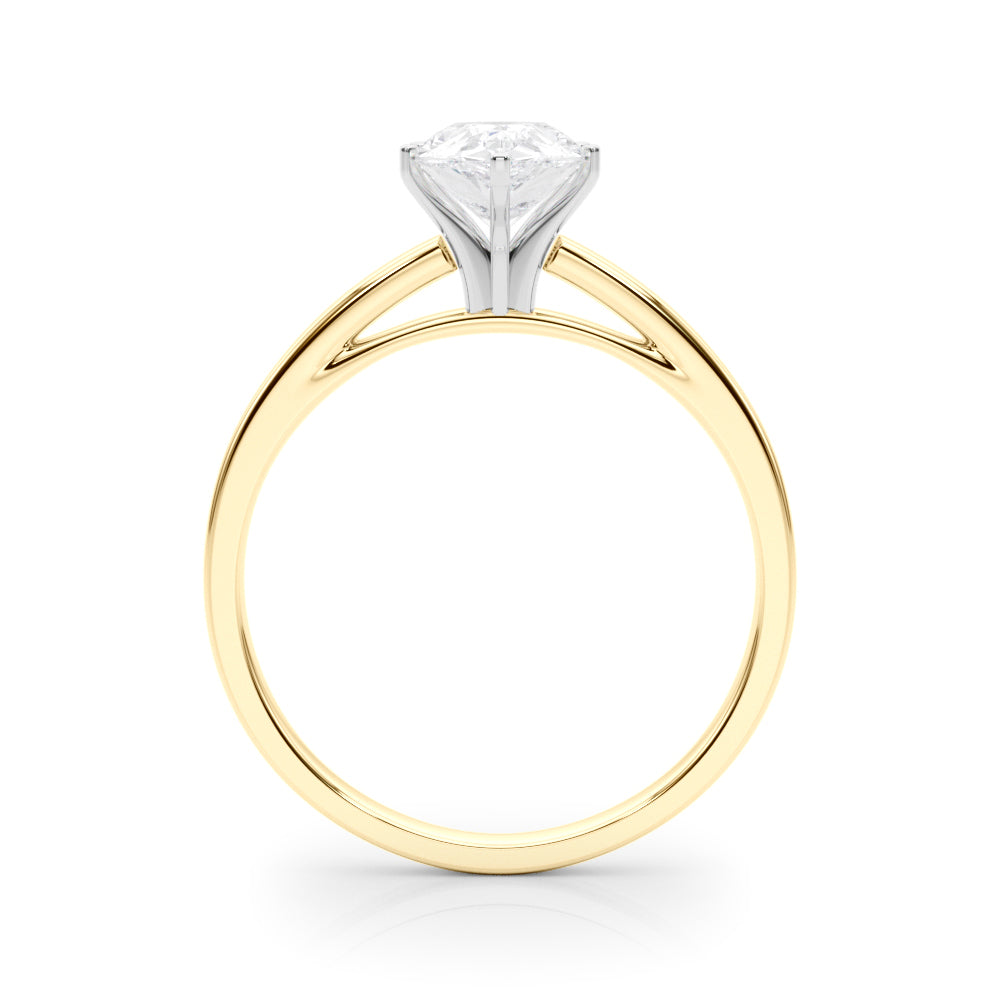 Yellow gold Pear Solitaire Diamond Engagement Ring with Four-Prong Setting on a Classic Band 2