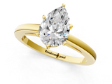 Yellow gold Pear Solitaire Diamond Engagement Ring with Four-Prong Setting on a Classic Band_9