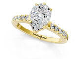 Yellow gold Pear Solitaire Diamond Engagement Ring with Pavé Band and Six-Prong Setting_28
