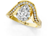 Yellow gold Pear Solitaire Diamond Engagement Ring with Pave Band and Four-Prong Setting 2