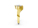 Yellow gold Pear Solitaire Diamond Engagement Ring with Pave Band and Four-Prong Setting 3