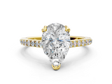 Yellow gold Pear Solitaire Diamond Engagement Ring with Pave Band and Six-Prong Setting_44