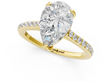 Yellow gold Pear Solitaire Diamond Engagement Ring with Pave Band and Six-Prong Setting_45