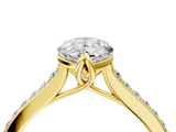 Yellow gold Pear Solitaire Diamond Engagement Ring with Pave Band and Six-Prong Setting_48