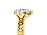 Yellow gold Pear Solitaire Diamond Engagement Ring with XO Engraved Band and Four-Prong Setting 5