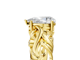 Yellow gold Pear Solitaire Diamond Leaf Vine Band with Prong Setting_56
