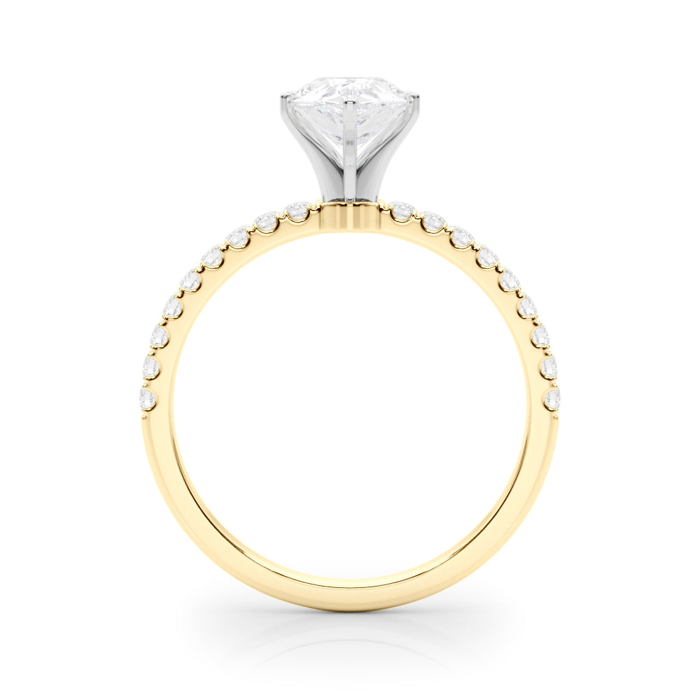 Yellow gold Pear Solitaire Diamond Pavé Band with Four-Prong Setting 2