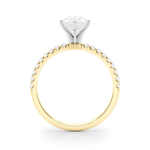 Yellow gold Pear Solitaire Diamond Pavé Band with Four-Prong Setting 2
