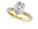 Yellow gold Pear Solitaire Diamond Pavé Band with Four-Prong Setting_65