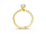 Yellow gold Pear Solitaire Diamond Pavé Band with Four-Prong Setting_67