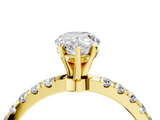 Yellow gold Pear Solitaire Diamond Pavé Band with Four-Prong Setting_68