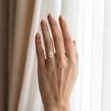 Yellow gold Pear Solitaire Diamond Ring with Bamboo Band and Four-Prong Setting_13