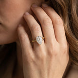 Yellow gold Pear Solitaire Diamond Ring with Bamboo Band and Four-Prong Setting_15