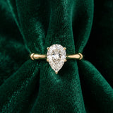 Yellow gold Pear Solitaire Diamond Ring with Bamboo Band and Four-Prong Setting_16