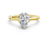 Yellow gold Pear Solitaire Diamond Ring with Bamboo Band and Four-Prong Setting_64