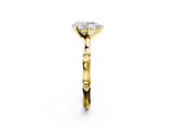 Yellow gold Pear Solitaire Diamond Ring with Bamboo Band and Four-Prong Setting_66