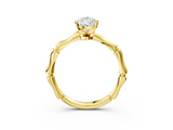 Yellow gold Pear Solitaire Diamond Ring with Bamboo Band and Four-Prong Setting_67