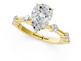 Yellow gold Pear Solitaire Diamond Ring with Bezel Set Side Stones and Prong Setting_22