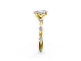 Yellow gold Pear Solitaire Diamond Ring with Bezel Set Side Stones and Prong Setting_23