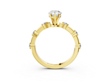 Yellow gold Pear Solitaire Diamond Ring with Bezel Set Side Stones and Prong Setting_24