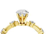 Yellow gold Pear Solitaire Diamond Ring with Bezel Set Side Stones and Prong Setting_25